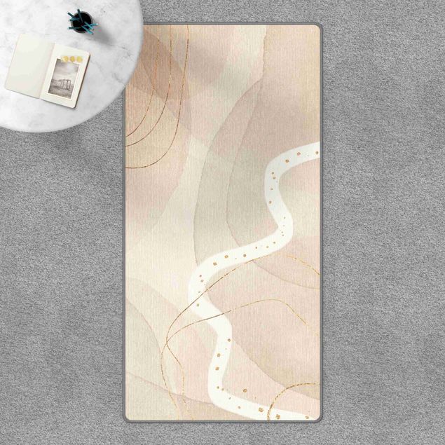 large cream rug Playful Impression With White Line
