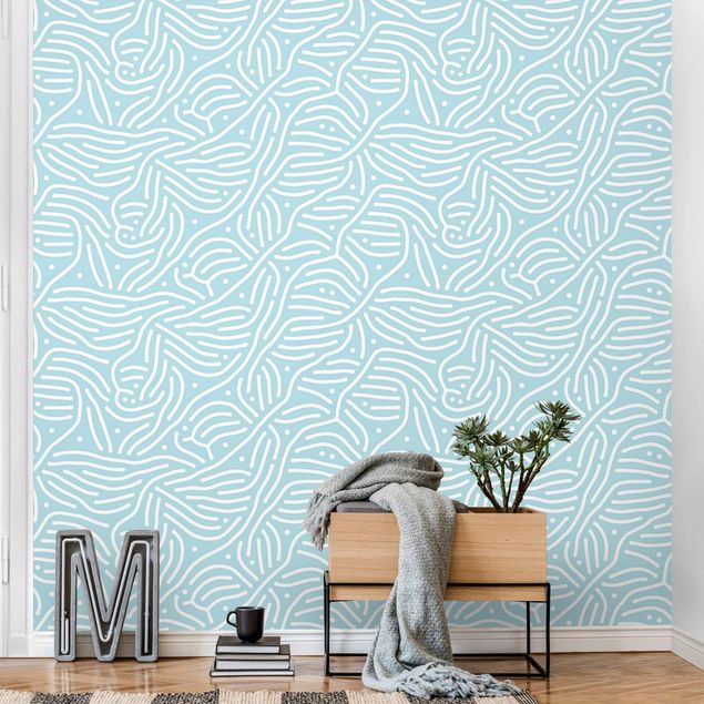 Wallpapers Playful Pattern With Lines And Dots In Light Blue