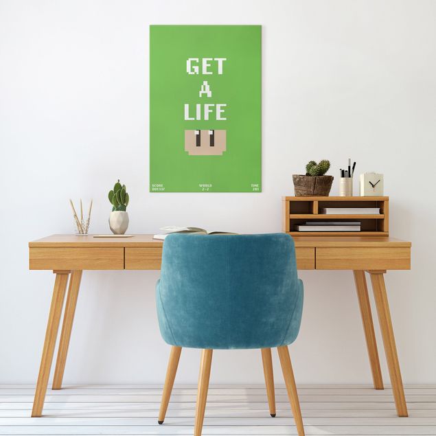 Canvas print - Video Game Text Get A Life In Green