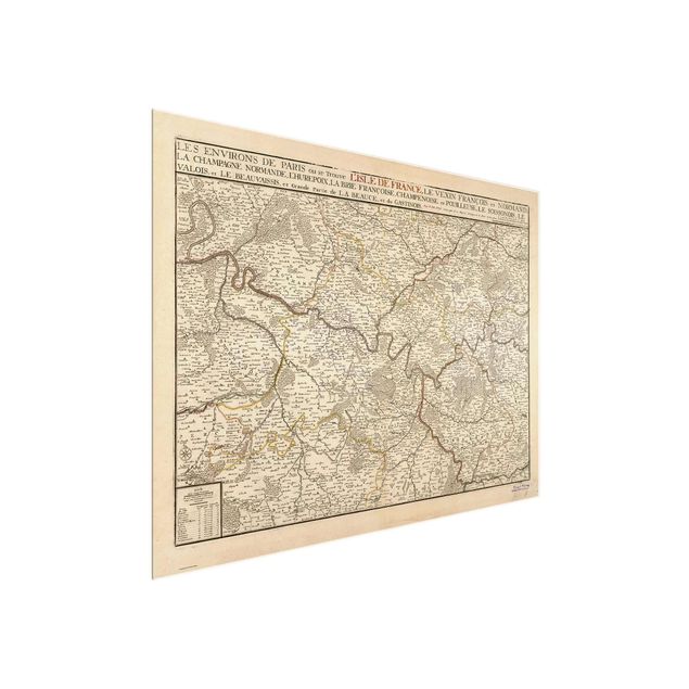 Glass print - Vintage Map France