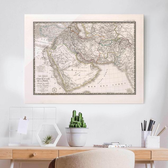 Glas Magnetboard Vintage Map In The Middle East
