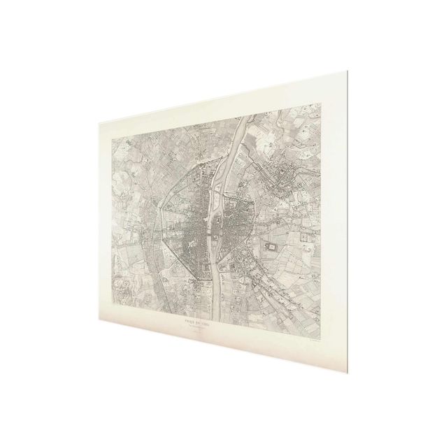 Glass print - Vintage Map Paris
