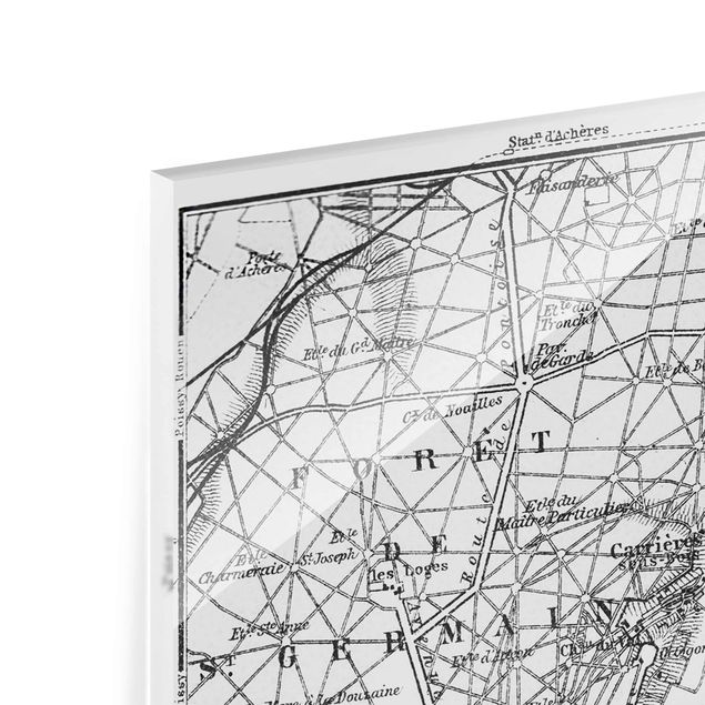 Glass print - Vintage Map St Germain Paris