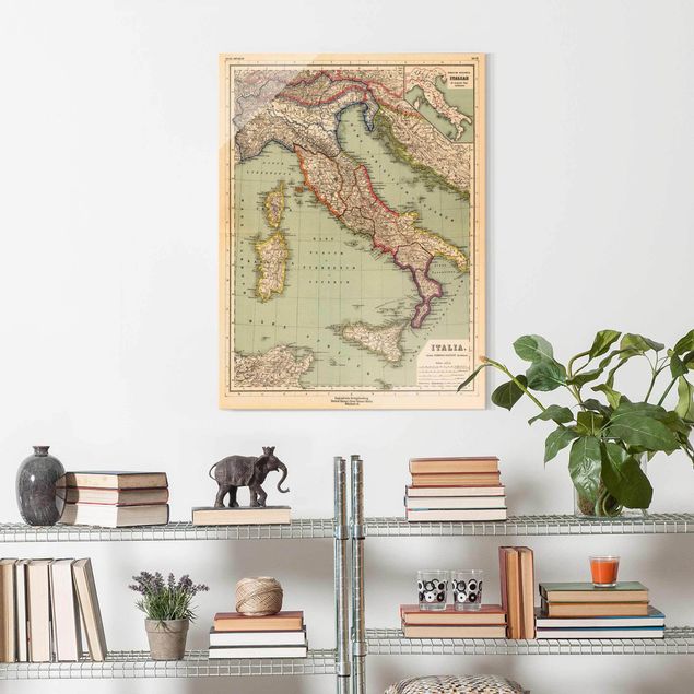 Glass print - Vintage Map Italy