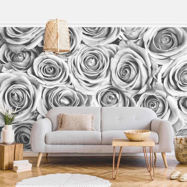 Wallpapers Vintage Roses Black And White