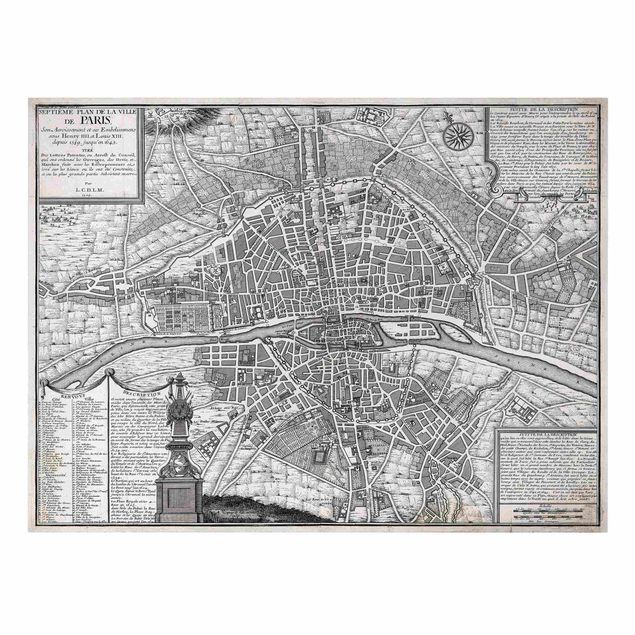 Canvas print - Vintage Map City Of Paris Around 1600