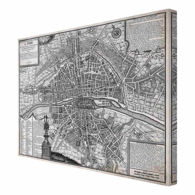 Canvas print - Vintage Map City Of Paris Around 1600