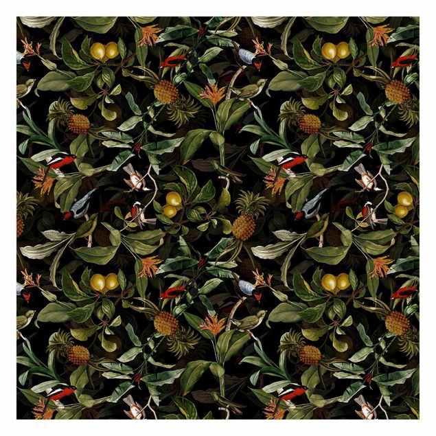 Wallpaper - Birds With Pineapple Green