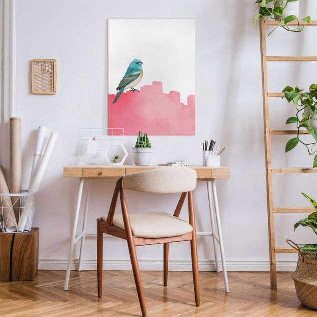Canvas print - Bird On Pink Backdrop