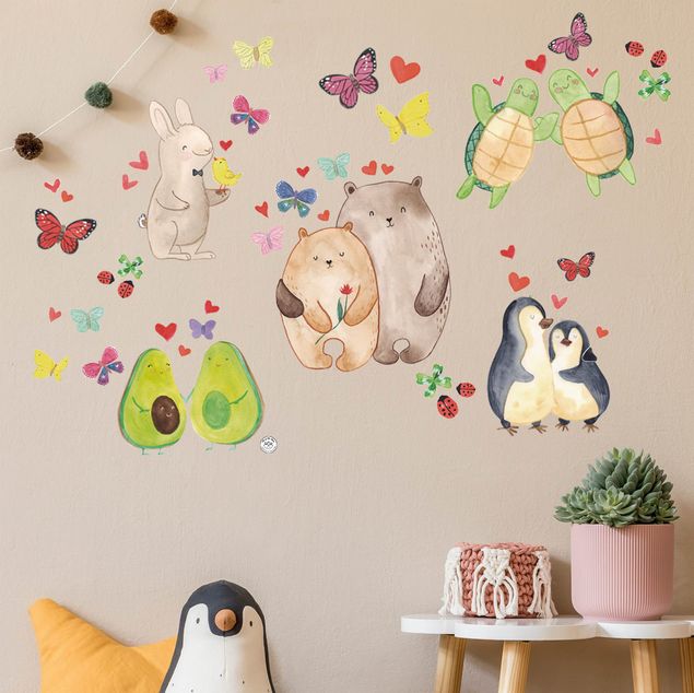 Love heart wall stickers Mr. & Mrs. Panda - Couples in Love