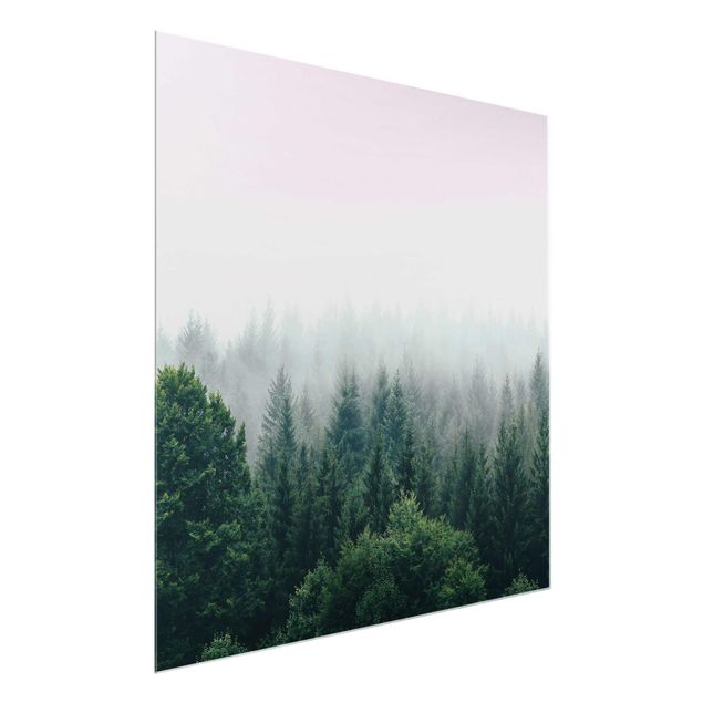 Glass print - Foggy Forest Twilight