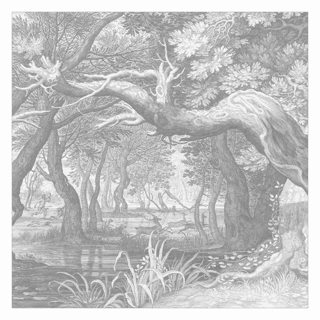 Wallpaper - Forest Copperplate Engraving