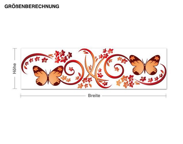 Autocolantes de parede borboletas Butterfly With Deco Swirls