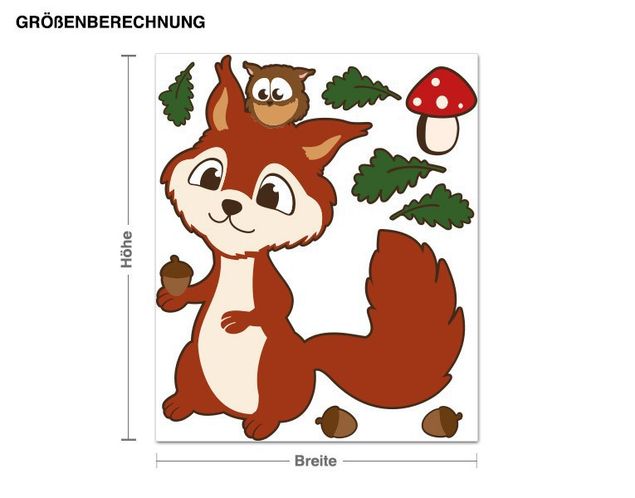 Autocolantes de parede animais da floresta Squirrel And Owl Illustration