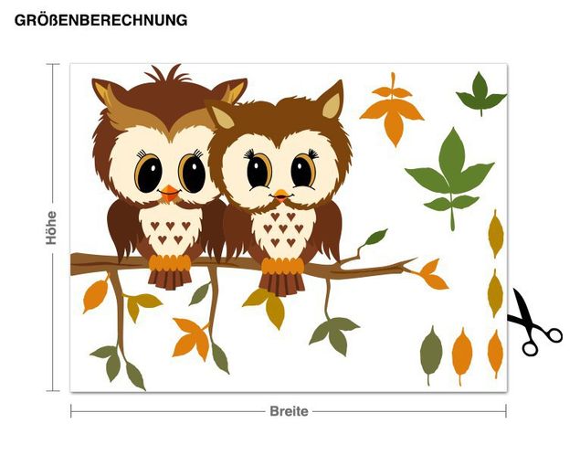 Autocolantes de parede animais da floresta Owls In Autumn