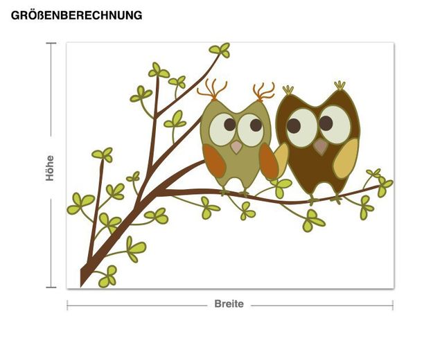 Autocolantes de parede animais da floresta Owl Couple 2