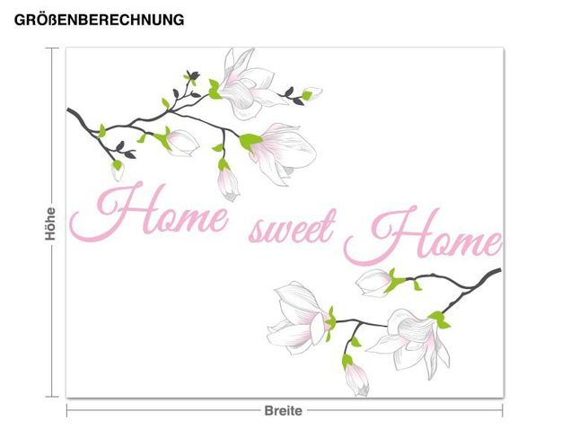 Inspirational quotes wall stickers Home Sweet Home With Magnolias