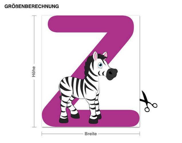 Writing stickers for walls Kid's ABC - Zebra