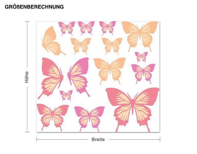 Autocolantes de parede pássaros Butterfly Set Pastel colours