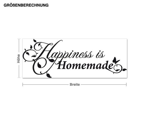 Inspirational quotes wall stickers Happiness is Homemade with butterfly