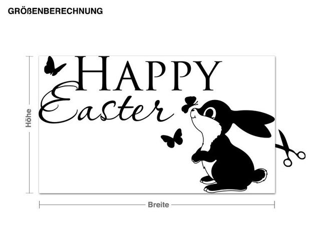 Autocolantes de parede borboletas Happy Easter Rabbit & Butterflies