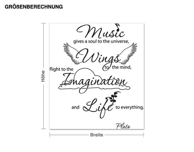 Inspirational quotes wall stickers Music gives soul