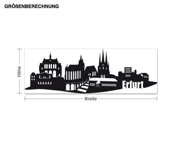 Wall stickers metropolises Skyline of Erfurt with lettering