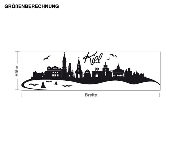 Wall stickers metropolises Kiel Skyline with Lettering