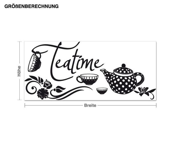 Wall stickers quotes Teatime with Teapot and Teacups