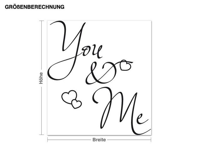 Wall decals quotes You & Me with heart
