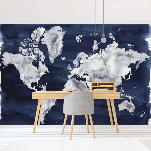 Wallpaper - Water World Map Dark