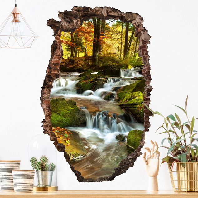 Wall stickers 3d Waterfall Forest In The Fall