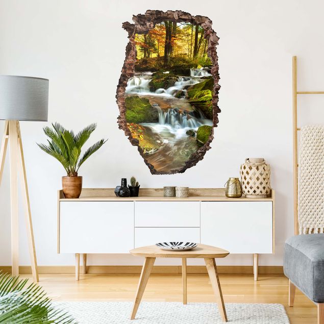 Wall sticker - Waterfall Forest In The Fall