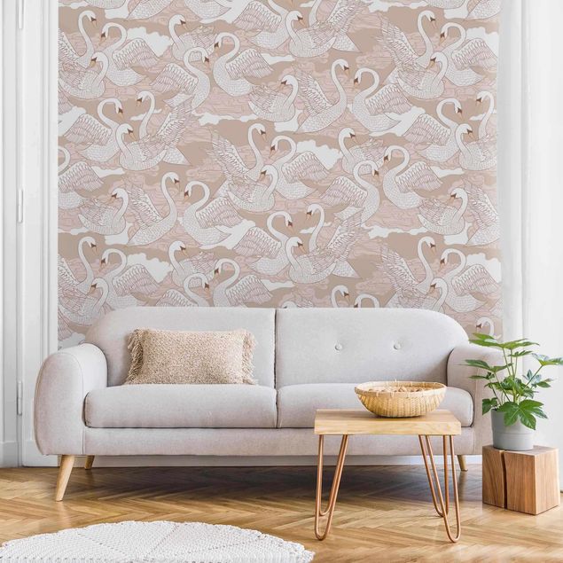 Wallpapers White Swans On Beige