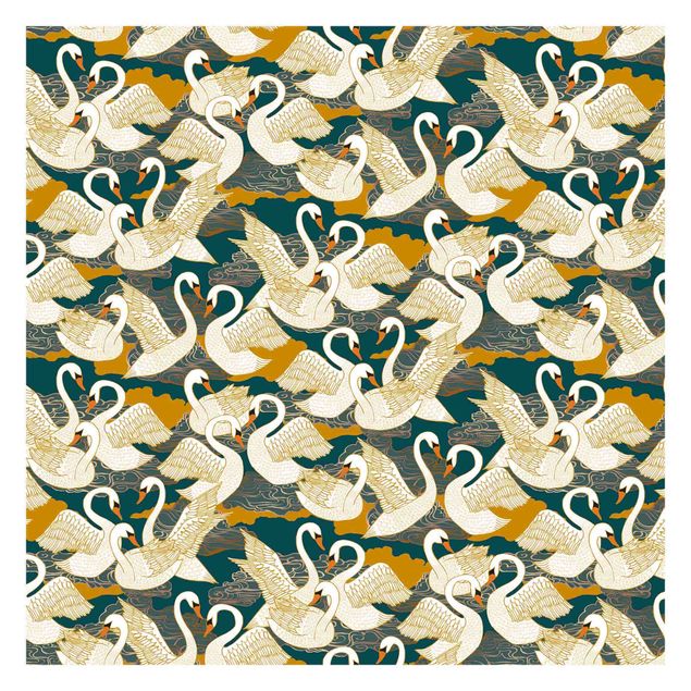 Wallpaper - White Swans On Dark Blue