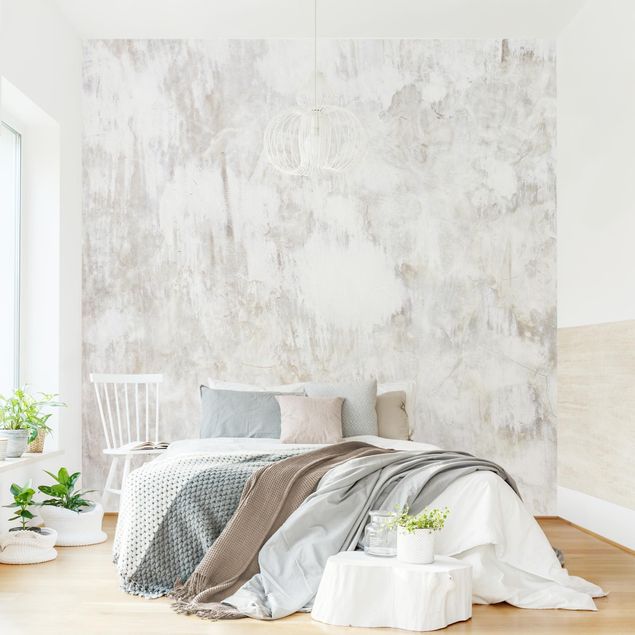 Wallpapers White Shabby Concrete Wall Painted