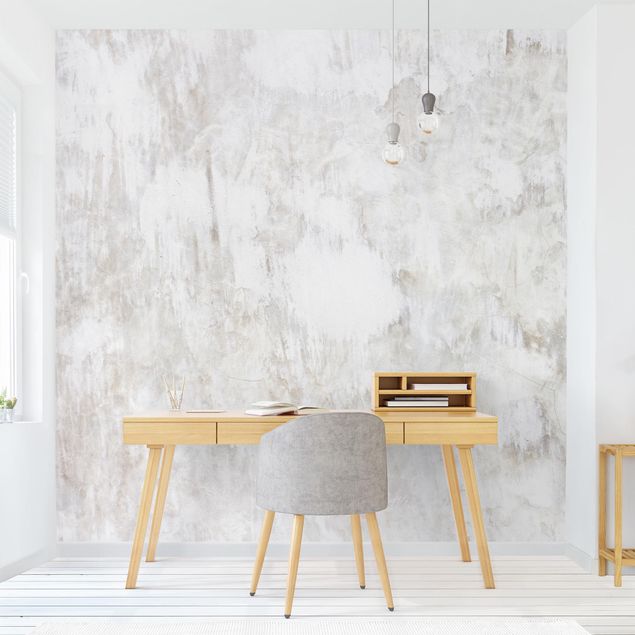 Wallpaper - White Shabby Concrete Wall Painted