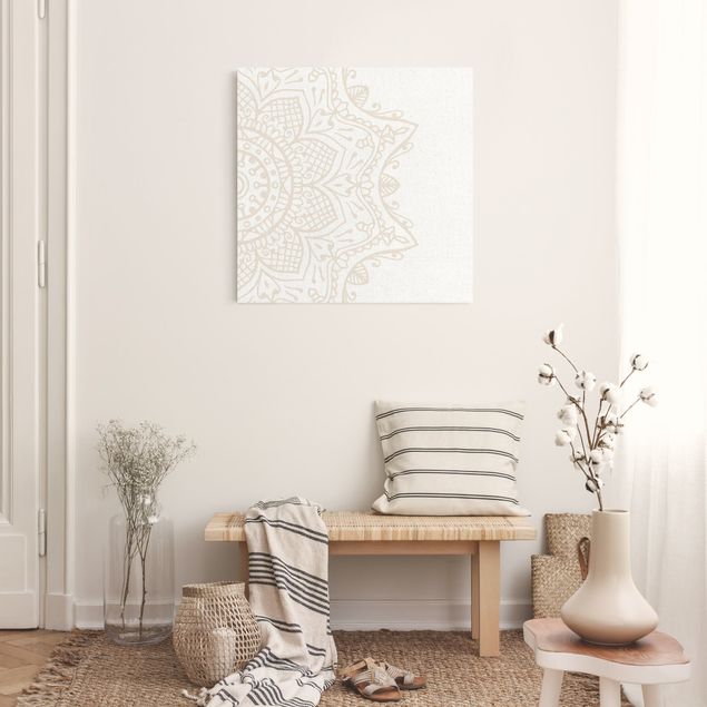 Natural canvas print - White Mandala II - Square 1:1