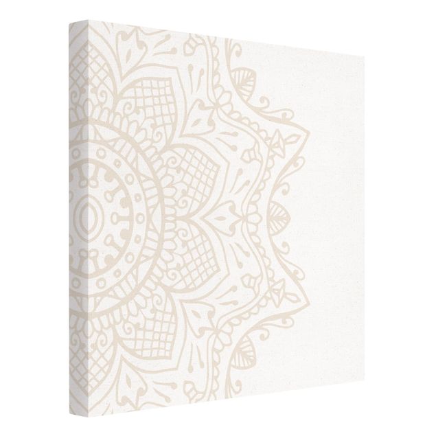 Natural canvas print - White Mandala II - Square 1:1