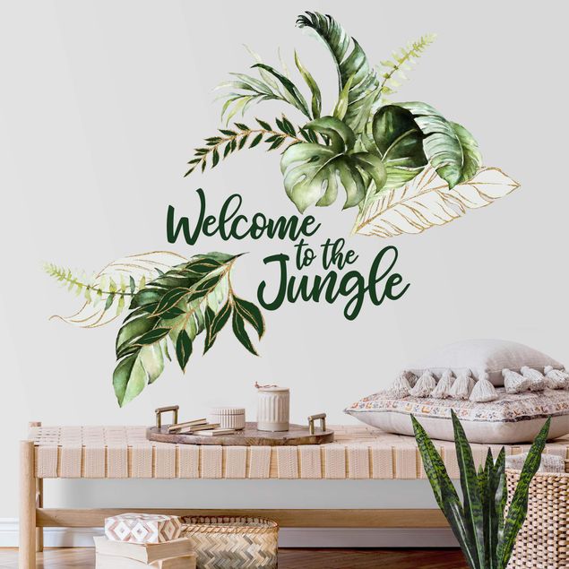 Wall decals quotes Welcome to the Jungle - Leaves Watercolor