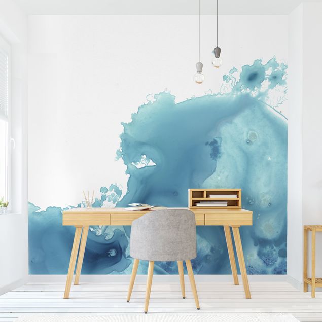 Wallpaper - Wave Watercolour Turquoise II