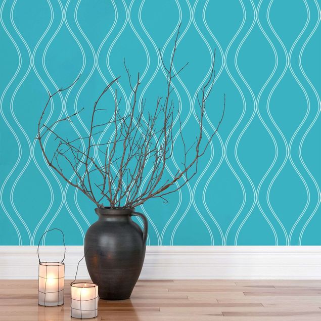 Wallpapers Wave Retro Style Turquoise
