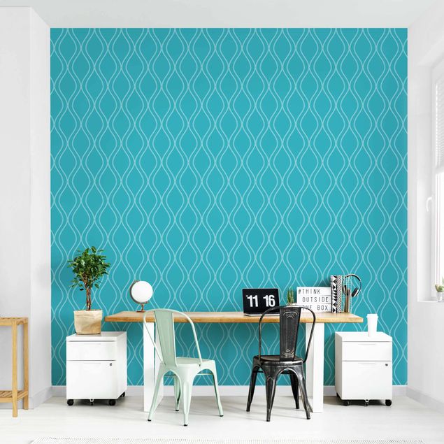 Wallpaper - Wave Retro Style Turquoise