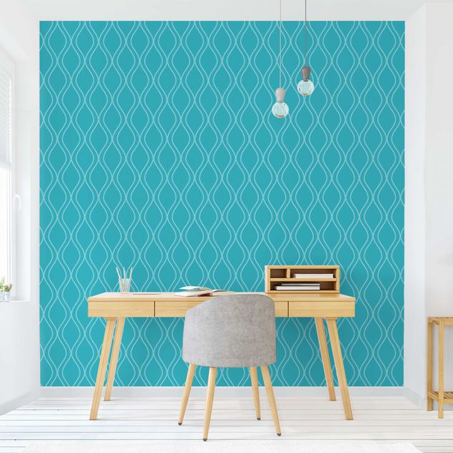 Wallpaper - Wave Retro Style Turquoise