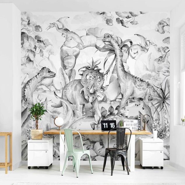 Wallpaper - World Of Dinosaurs Black and White