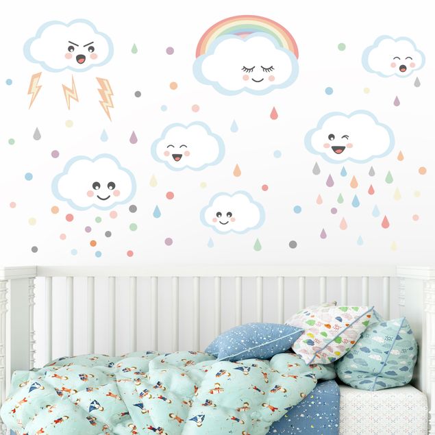 Wall decal Clouds with face Nursery set
