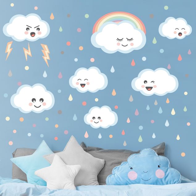 Wall sticker - Clouds with face Nursery set