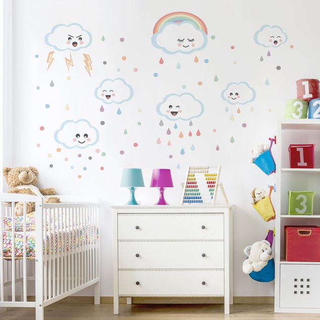 Wall sticker - Clouds with face Nursery set