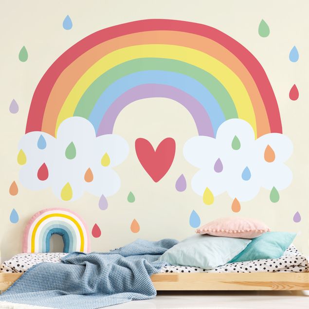 Wall stickers love XXL Rainbow Heart Colourful