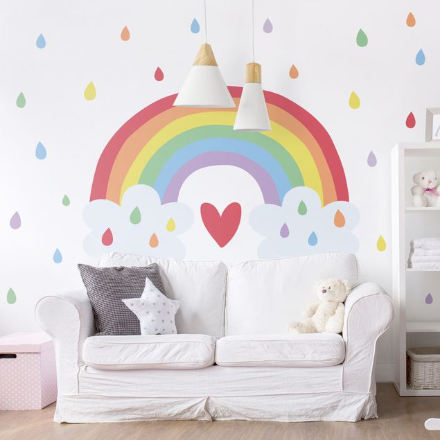 Wall stickers heart XXL Rainbow Heart Colourful